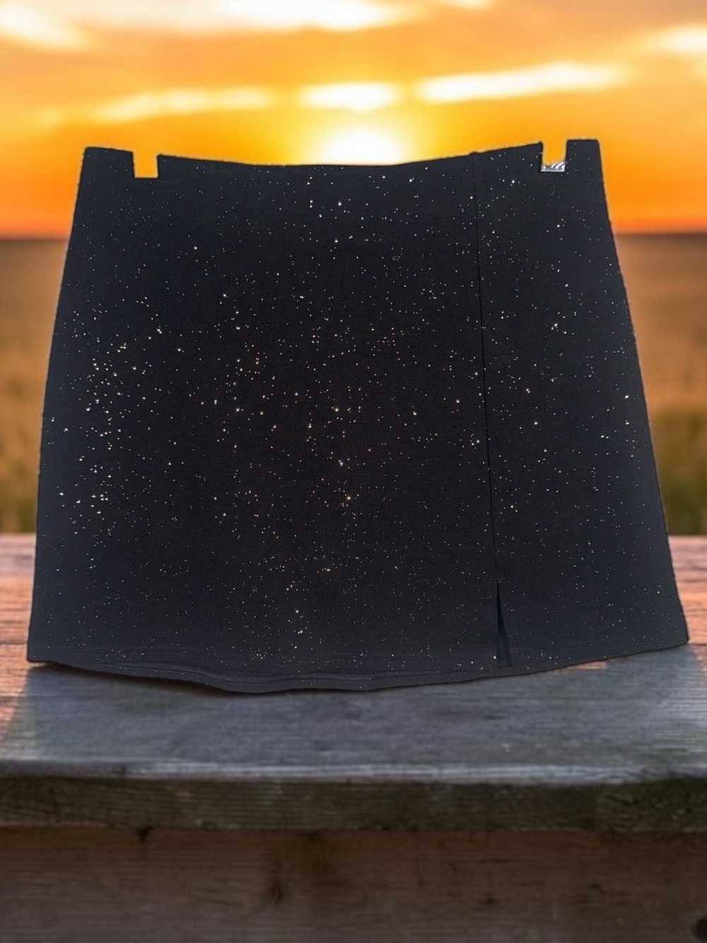 American Eagle Outfitters Black Mini Skirt with Gold Sparkle